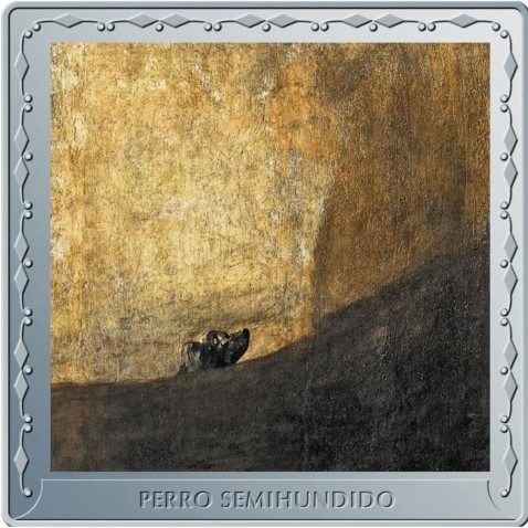 Moneda 2021 Goya. Perro Semihundido. 10 euros. Plata color.