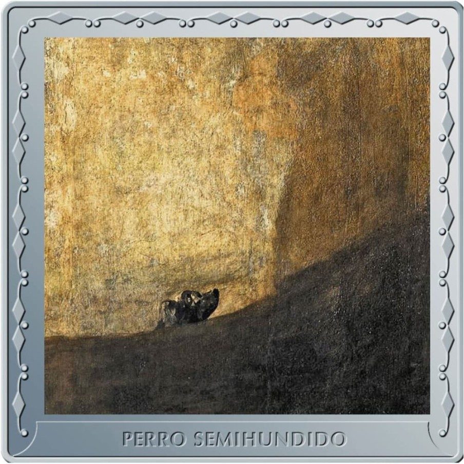 Moneda 2021 Goya. Perro Semihundido. 10 euros. Plata color.