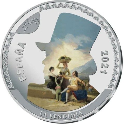 Moneda 2021 Goya. La Vendimia. 50 euros. Plata color.