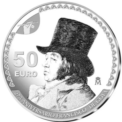 Moneda 2021 Goya. La Vendimia. 50 euros. Plata color.