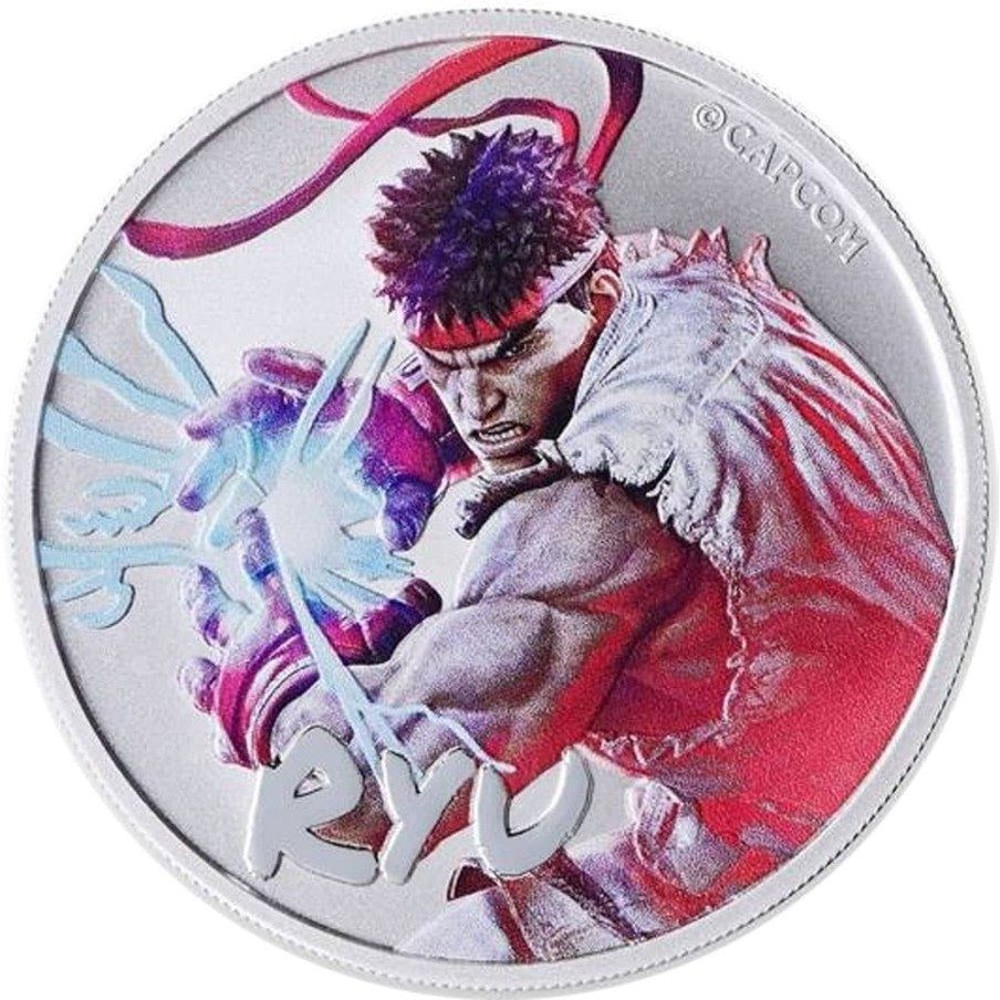 Moneda onza de plata 1$ Tuvalu Street Fighter RYU 2022 Color.