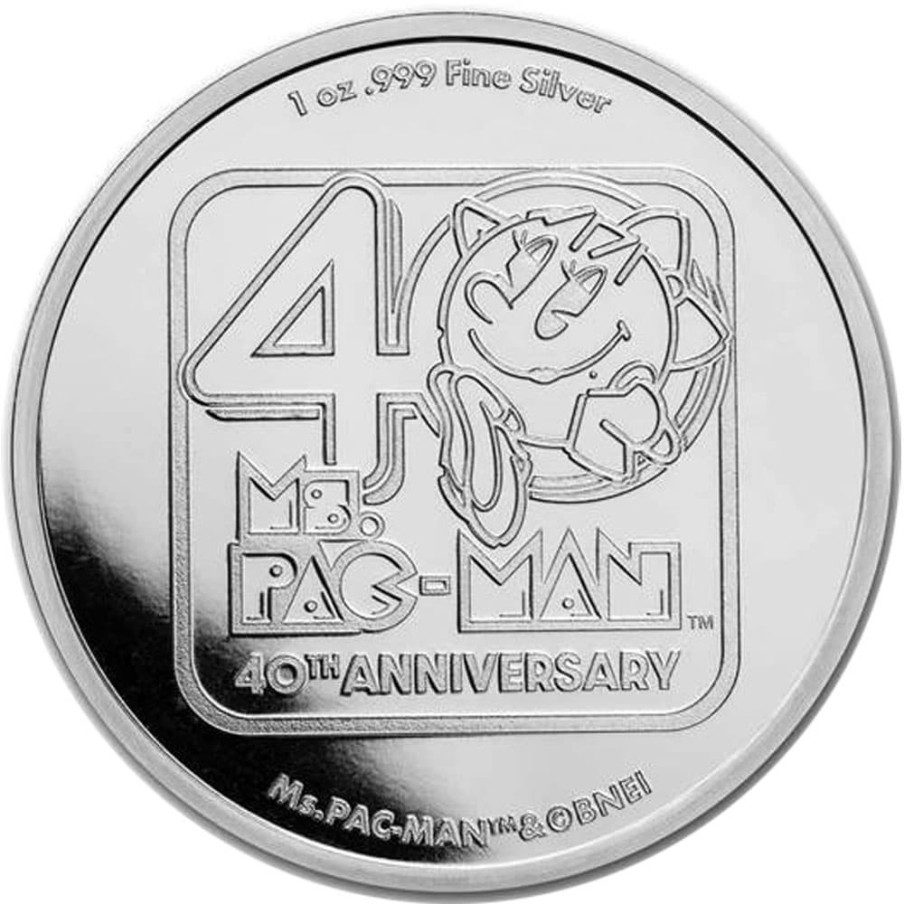 Moneda onza de plata 2$ Niue Ms. Pac Man Come Cocos 2021.
