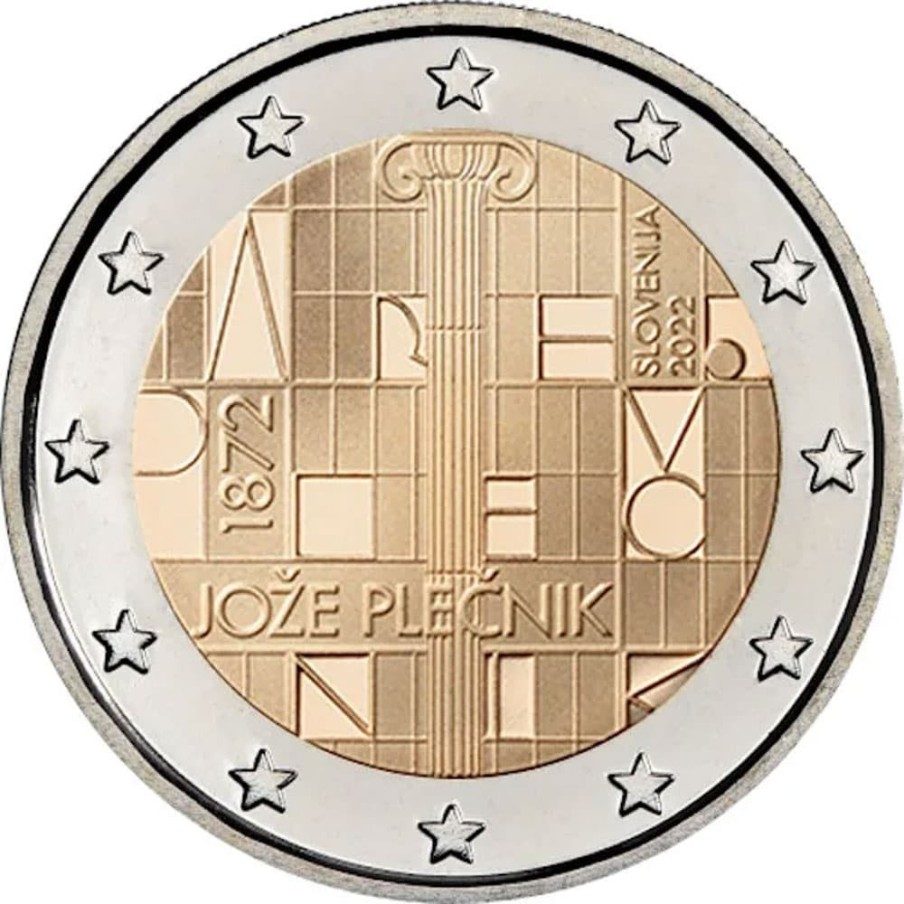 moneda conmemorativa 2 euros Eslovenia 2022 Joze Plecnik.