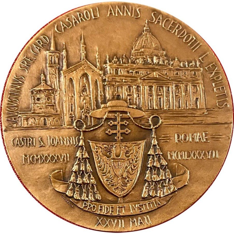Medalla de bronce 50 aniversario Cardenal Casaroli 1987.