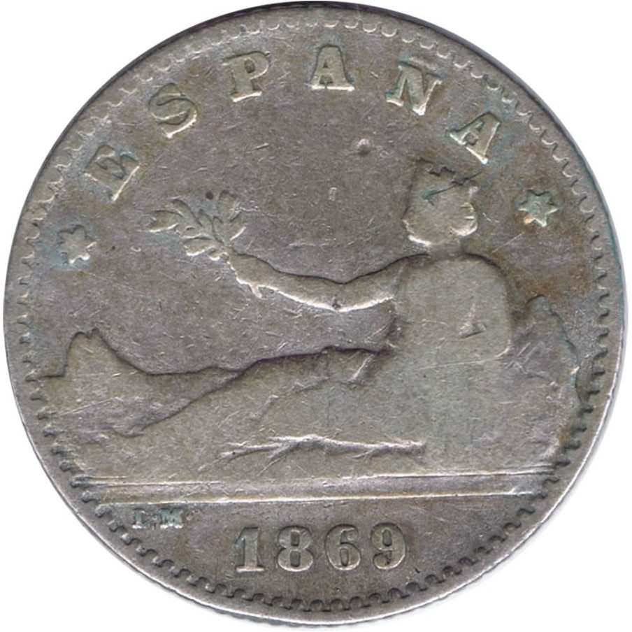 50 céntimos Plata 1869 *69 Gobierno Provisional.