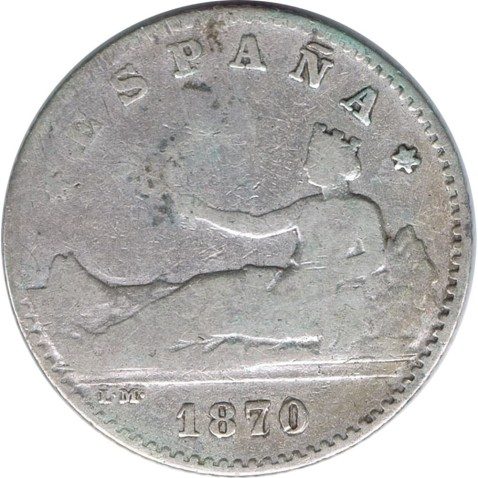 50 céntimos Plata 1870 *70 Gobierno Provisional.
