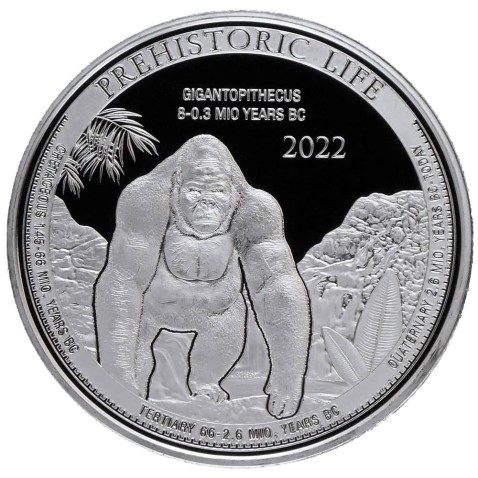 Moneda onza de plata 20 Francs Congo Gigantopithecus 2022.