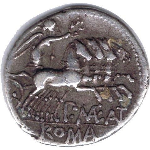 Denario Familia Maenia Año 119-110 AC. Plata.