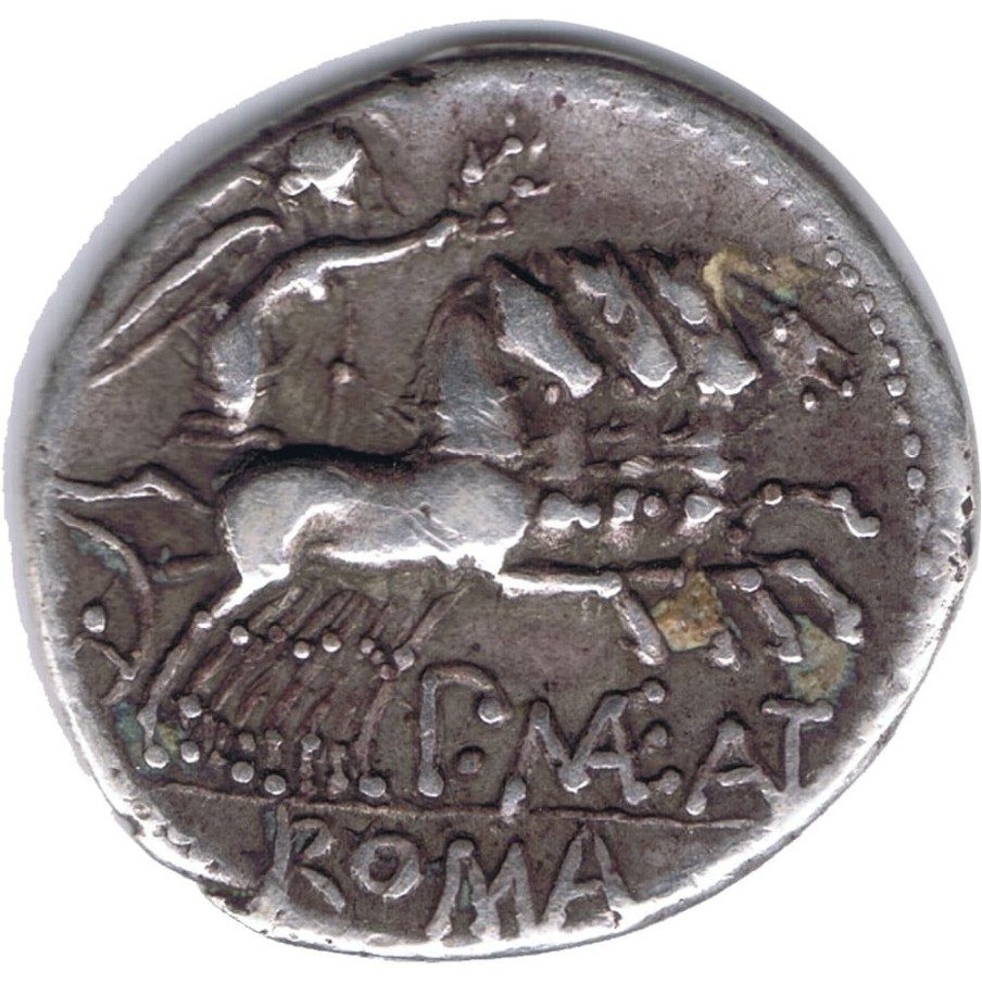 Denario Familia Maenia Año 119-110 AC. Plata.