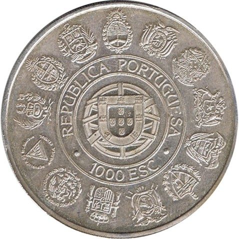 Moneda de Plata Portugal 1000 Escudos 1991 I Iberoamericana
