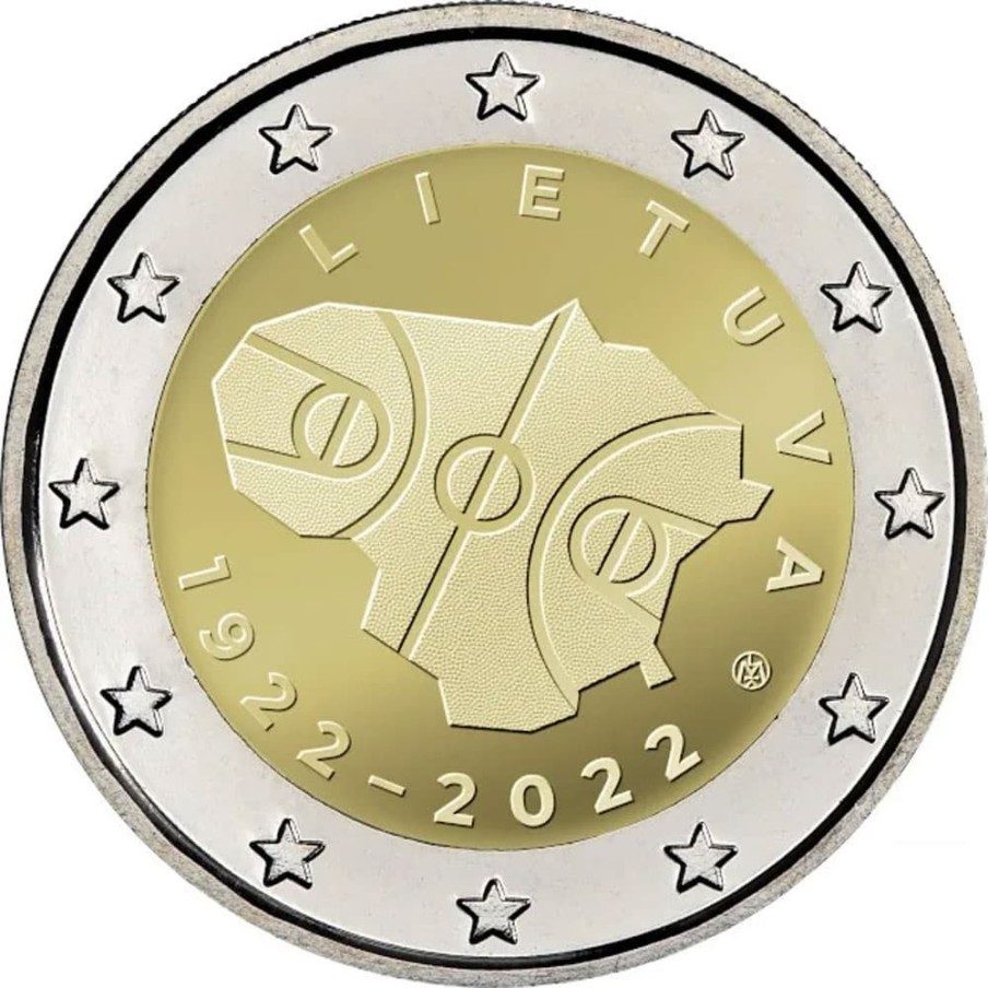 moneda conmemorativa 2 euros Lituania 2022 Baloncesto.