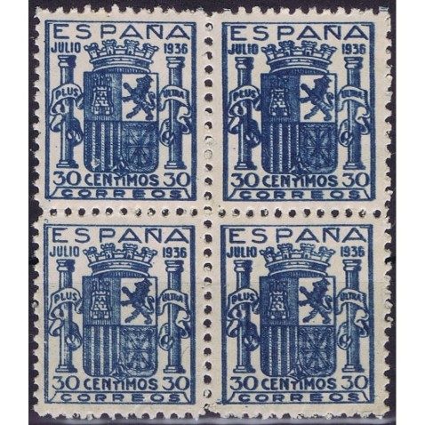 0801 Escudo de España. Bloque de 4. Falso