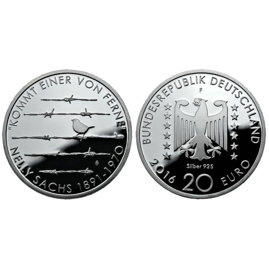 Euroset Alemania 20 Euros 2016. 5 monedas Plata Proof.