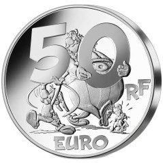 Francia 50€ 2022 Asterix y Obelix. 5 onzas Plata color.