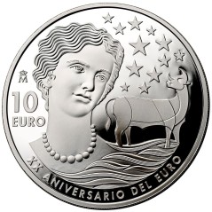 Moneda 2022 XX Aniversario del Euro. 10 euros. Plata