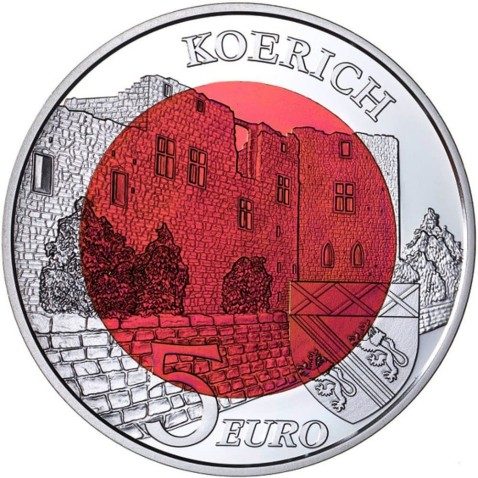 Luxemburgo 5 euros 2018 Castillo de Koerich. Plata y Niobio.