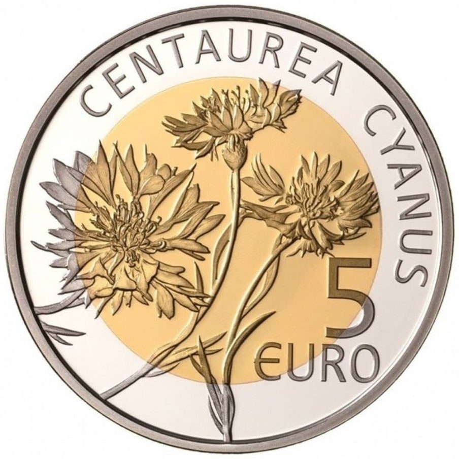 Luxemburgo 5 euros 2016 Planta Aciano. Plata y Oro Nórdico.