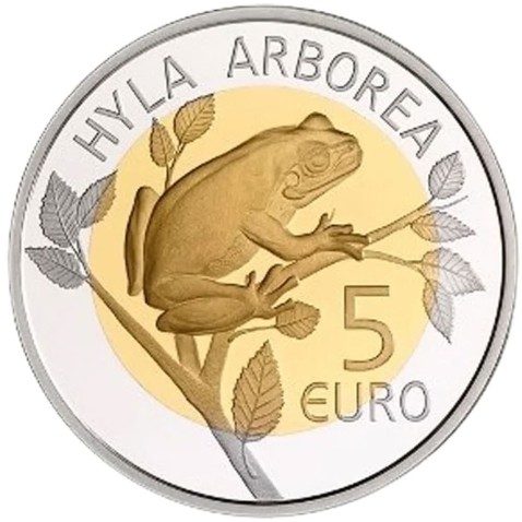 Luxemburgo 5 euros 2017 Ranita verde. Plata y Oro Nórdico.
