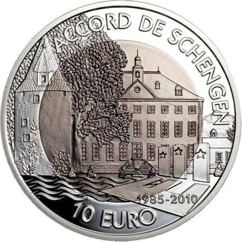 Luxemburgo 10 Euros 2010 Acuerdo de Schengen. Titanio.