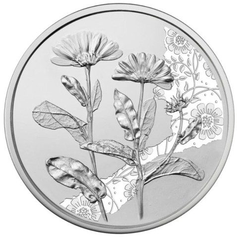 moneda Austria 10 Euros 2022 Flor Caléndula. Plata.