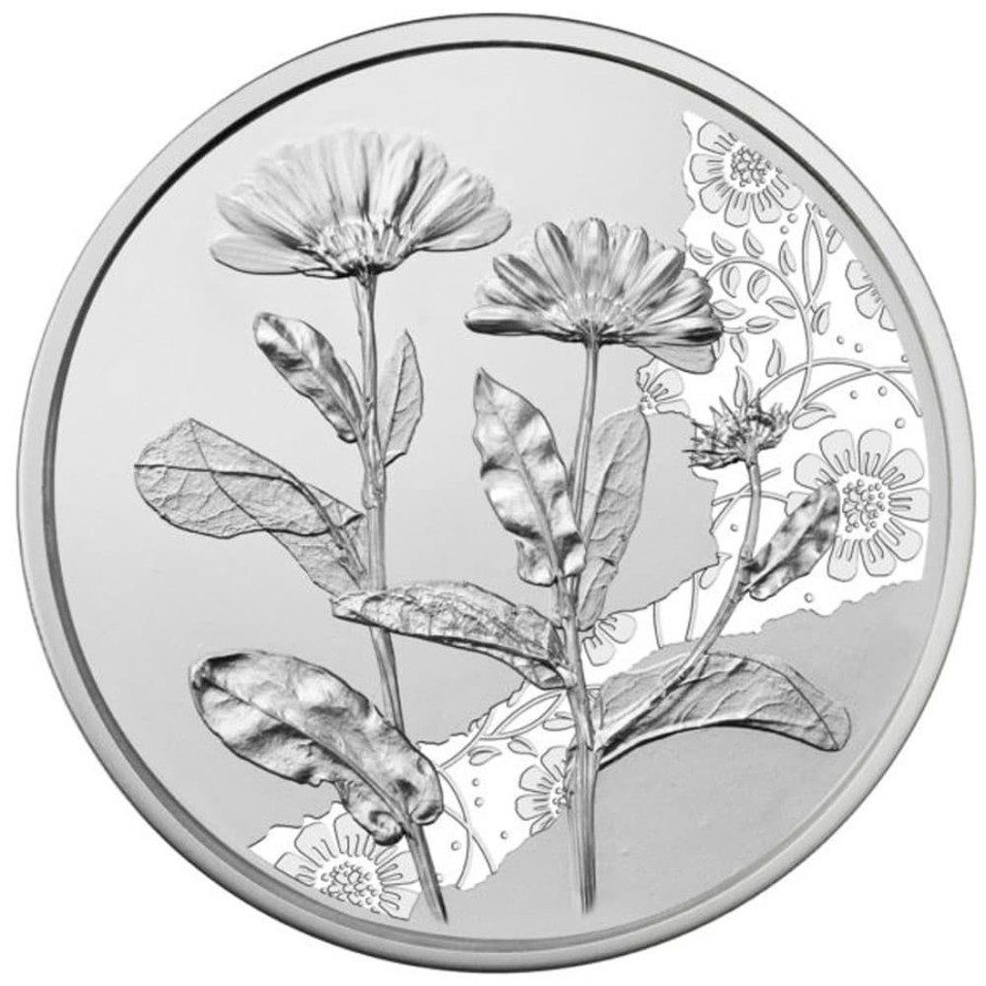 moneda Austria 10 Euros 2022 Flor Caléndula. Plata.