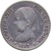 50 céntimos Plata 1892 *92 Alfonso XIII PG M.