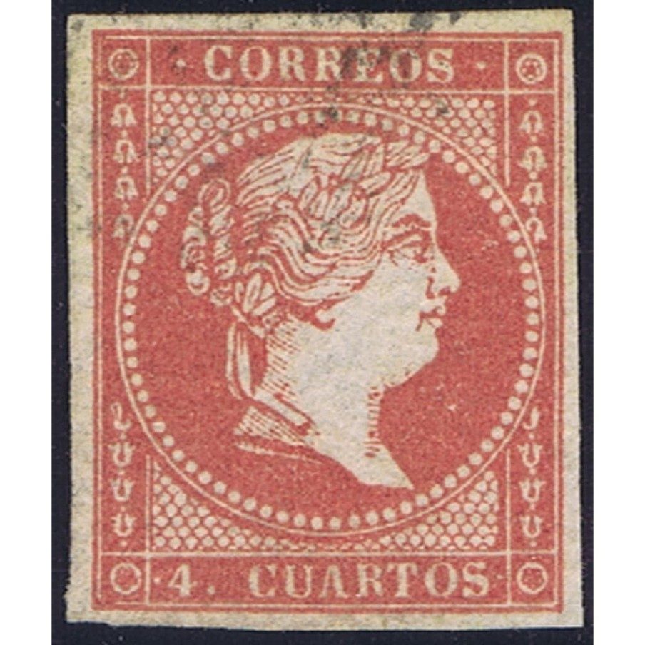 Sello de España nº044 Isabel II. 4 cuartos Rojo. Usado
