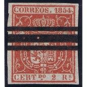 Sello de España nº025 Escudo España. 2 Reales Rojo. Matasellos.