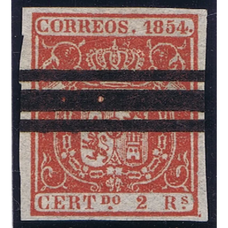 Sello de España nº025 Escudo España. 2 Reales Rojo. Matasellos.