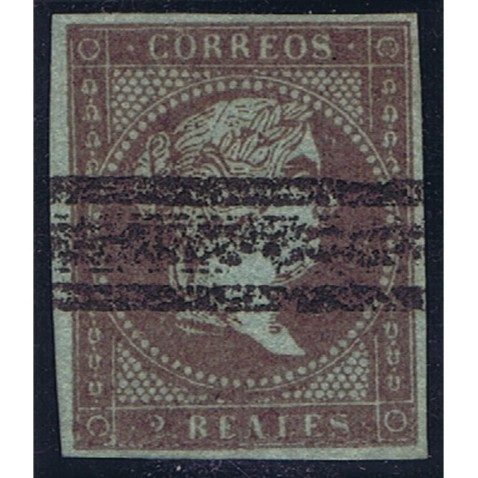 Sello de España nº042 Isabel II. 2 Reales Violeta. Matasellos