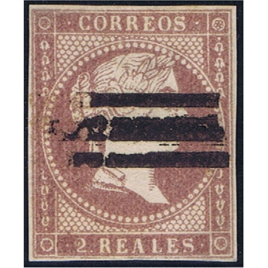 Sello de España nº050 Isabel II. 2 Reales Violeta. Matasellos