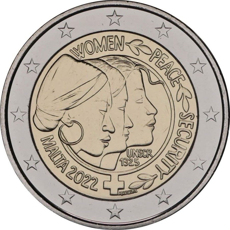 moneda conmemorativa 2 euros Malta 2022 Seguridad Mujer
