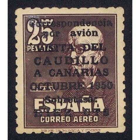 1090 Canarias AE. Visita del Caudillo a Canarias. Goma oscura.