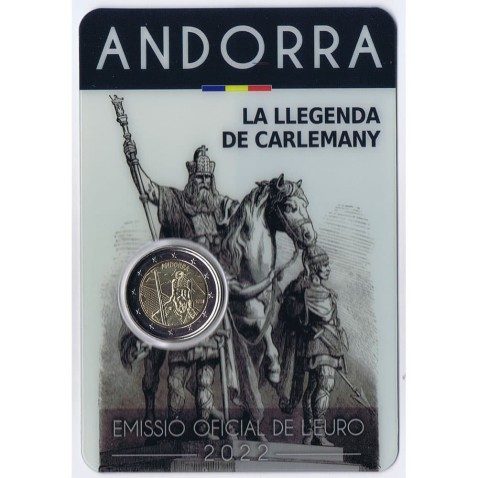 moneda conmemorativa 2 euros Andorra 2022 Carlomagno. BU.