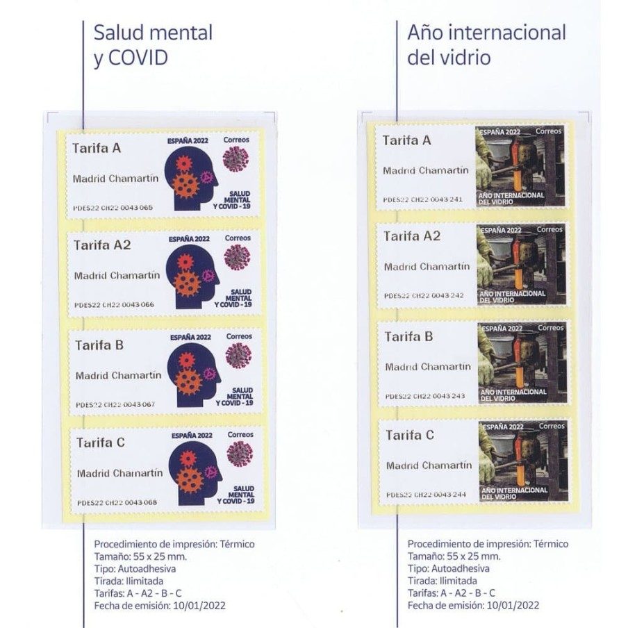 Etiquetas Franqueadoras ATM Año 2022 completo.