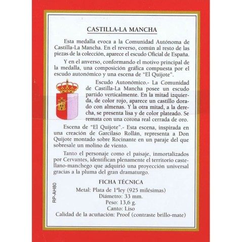 Medalla de plata Comunidades Autónomas Castilla La Mancha