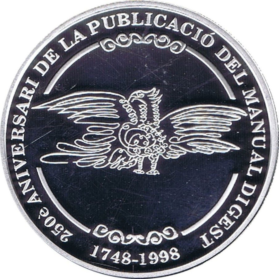 Moneda de plata 5 Diners Andorra 1998 Manual Digest.