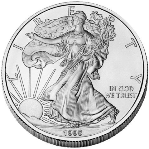 Moneda onza de plata 1$ Estados Unidos Liberty 1995.