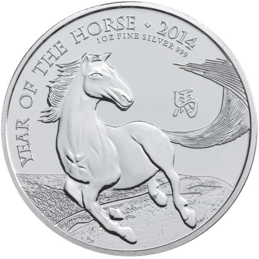 Moneda onza de plata 2 Pounds Gran Bretaña Año Caballo 2014