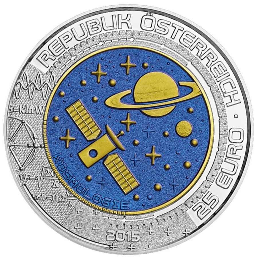 moneda Austria 25 Euros 2015 Cosmología. Niobio.