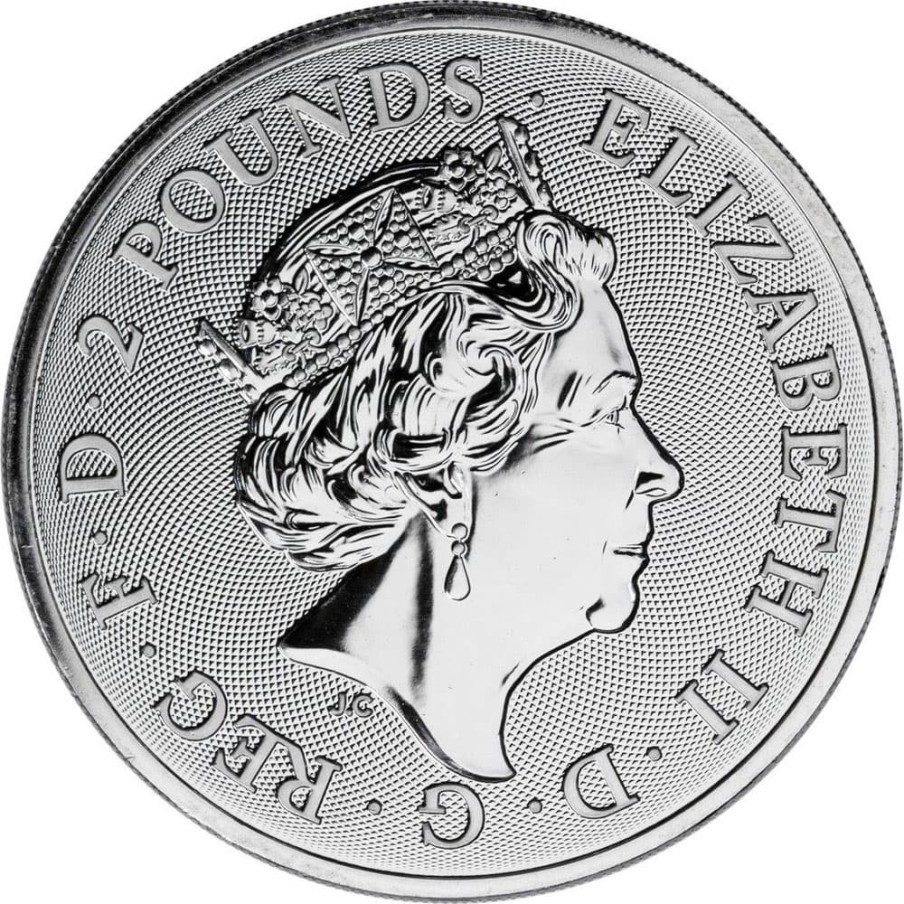 Moneda onza de plata 2 Pounds Gran Bretaña Año Perro 2018