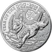 Moneda onza de plata 2 Pounds Gran Bretaña Año Perro 2018