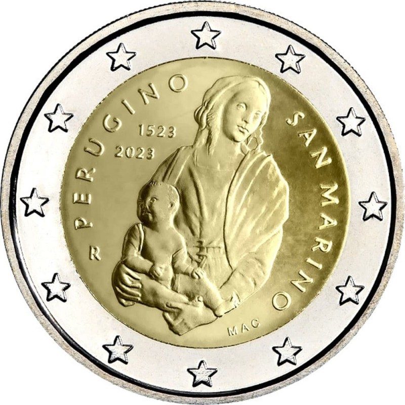 moneda conmemorativa 2 euros San Marino 2023 Perugino
