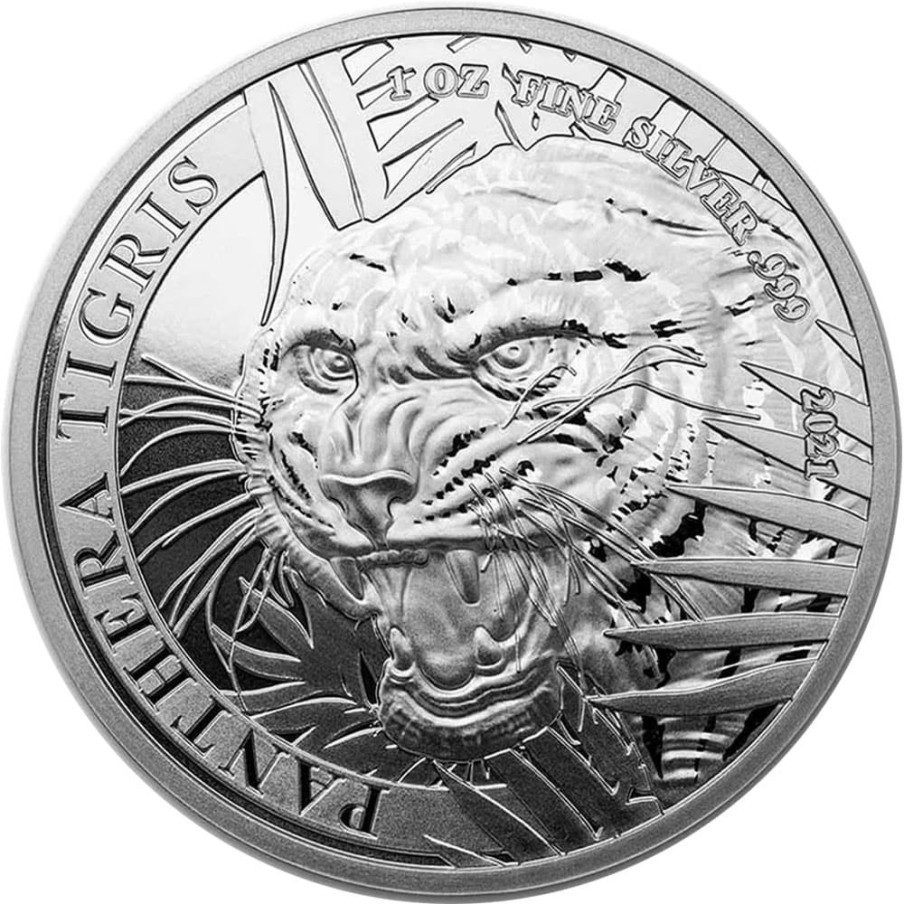 Moneda onza de plata 1$ Panthera Tigris Laos 2021.