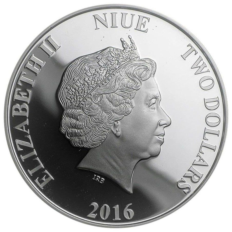Moneda onza de plata 2$ Niue Año del Mono 2016.