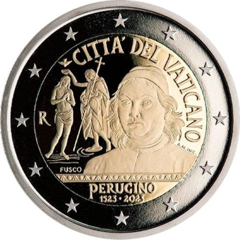 moneda conmemorativa 2 euros Vaticano 2023 Perugino.