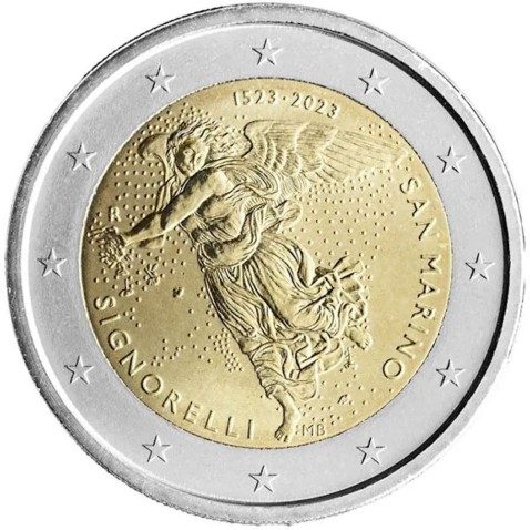moneda conmemorativa 2 euros San Marino 2023 Luca Signorelli