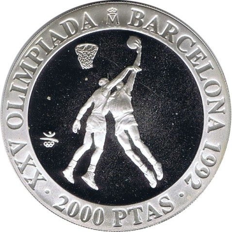 2000 Pesetas 1990 Juegos Olímpicos Barcelona'92 Baloncesto. Suel