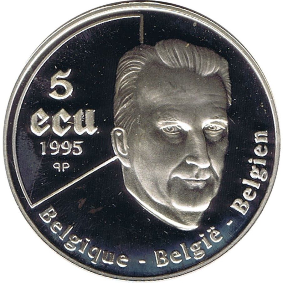 Moneda de plata 5 ECU Bélgica 1995 50 Años ONU.