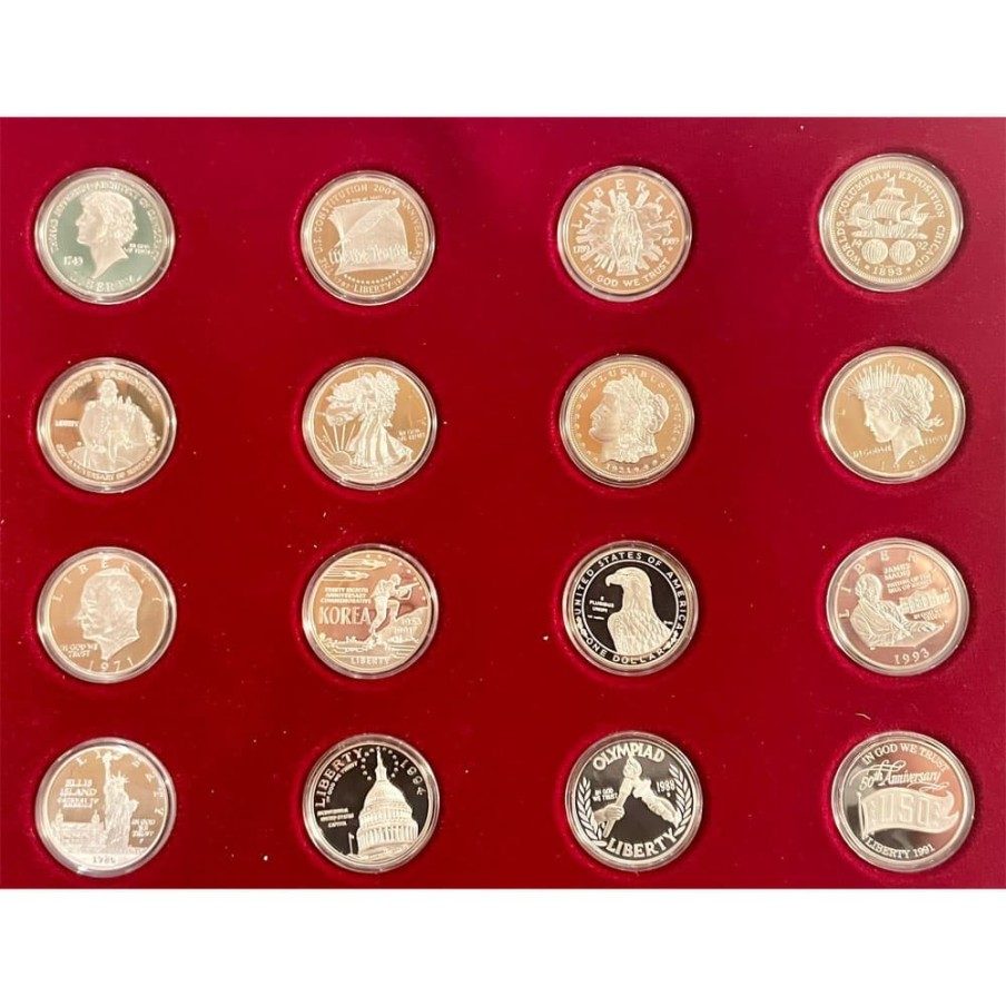 Colección 16 monedas Historia del Dolar de plata Americano.